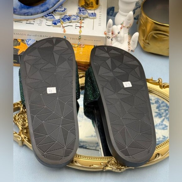 🆕 KURT GEIGER LONDON 🧿 NWOB Brixton Poolslide, Blue Green Crystals - Sz 37 US7 - Picture 13 of 15